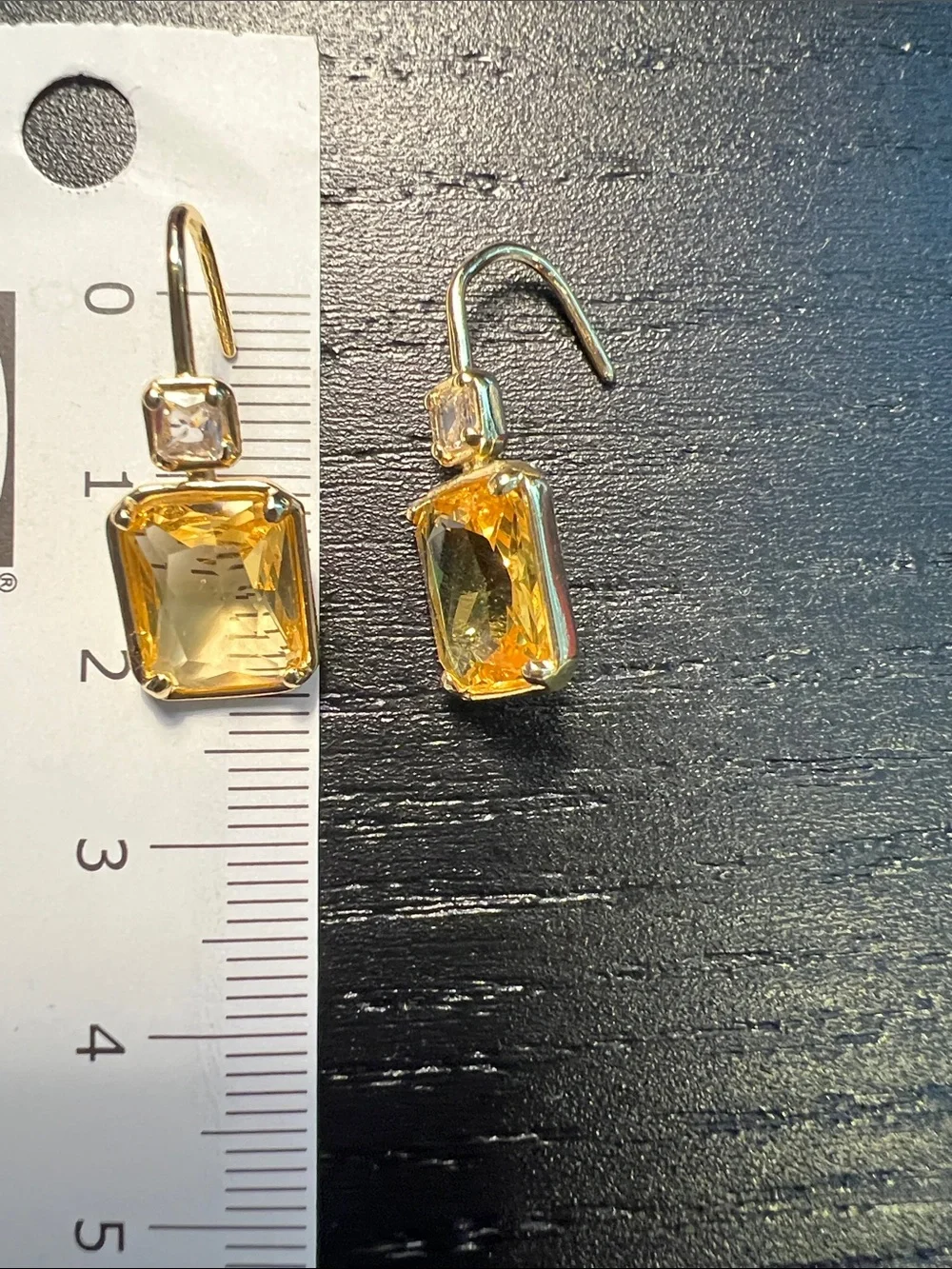 Gold-Tone Yellow Crystal Drop Earrings - Women Jewelry - Picture 2 of 2